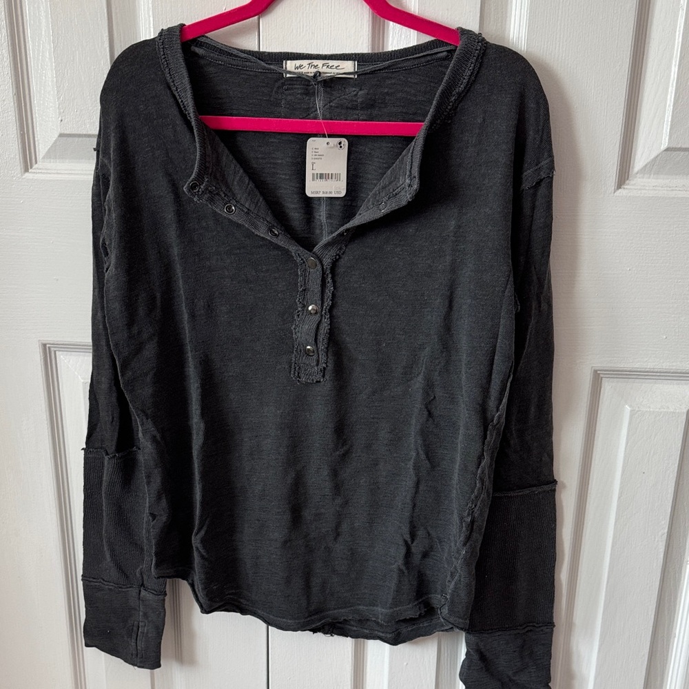 We The Free Charcoal Long Sleeve Top